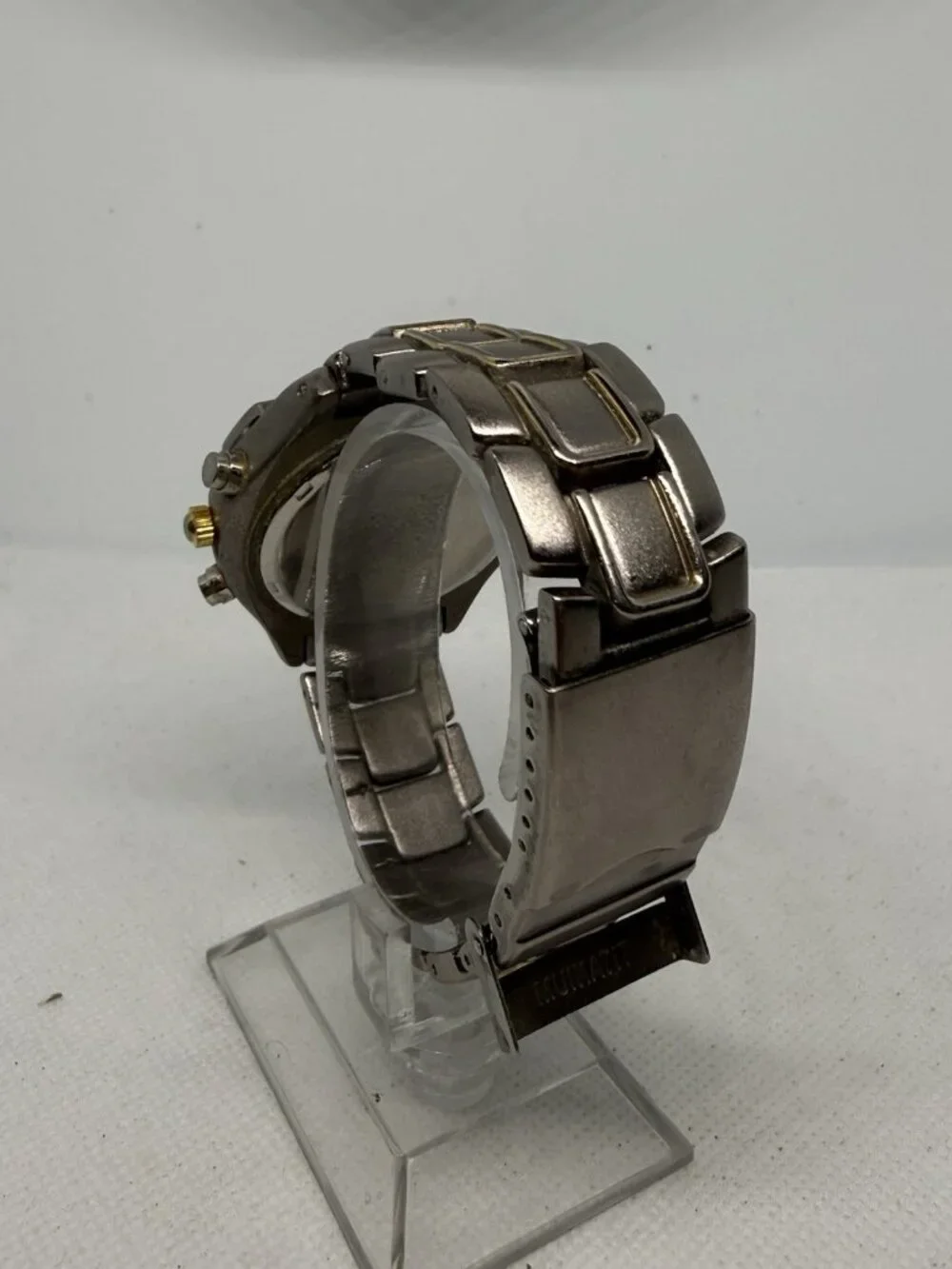 Universal Titanium Mens Two-Tone Chronograph Watch Grey Dial Gold Steel